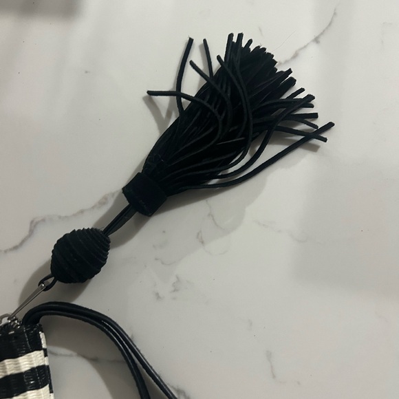 Sam Edelman Black and White Striped Clutch with Colorful Fish Design - Picture 5 of 7